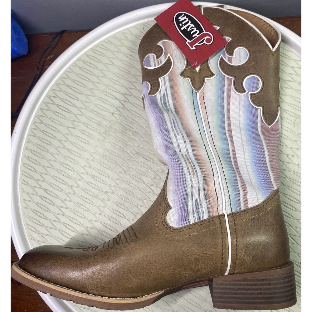 Justin Womens Leather Lattie Brown Cowboy Boots Cowgirl Riding‎ Biker 9.5B NWT - Picture 9 of 13